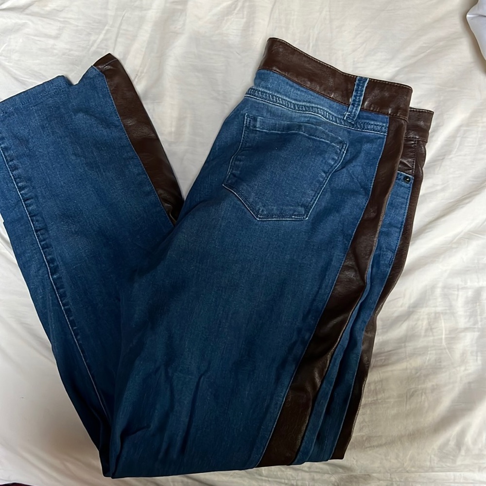 COPY - Very cool ecru jeans w/ leather edges